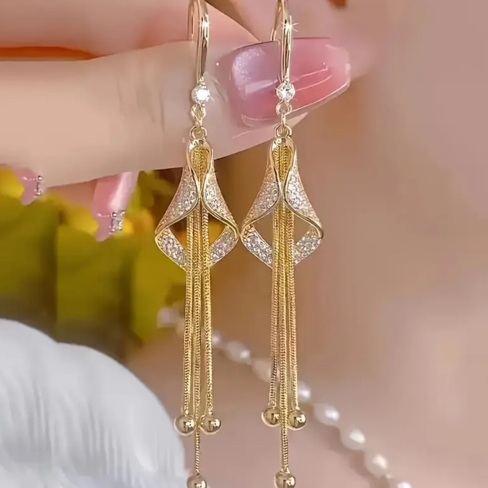 Chic Gold plated stainless steel Heart Drop Earrings